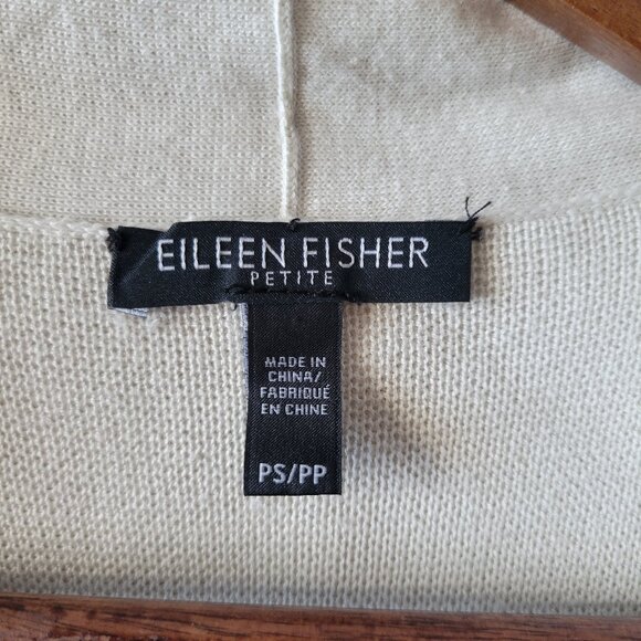 Eileen Fischer Open Front Cardigan, Women’s PS, Cream, Waffle Knit, Silk/Organic - Picture 5 of 8